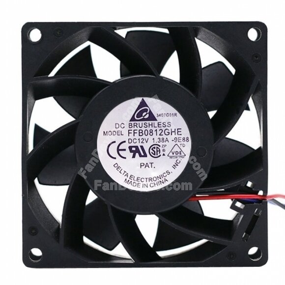 Delta FFB0812GHE DC 12V 1.38A 2 Wires / 3 Wires / 4 Wires Axial Cooling Fan