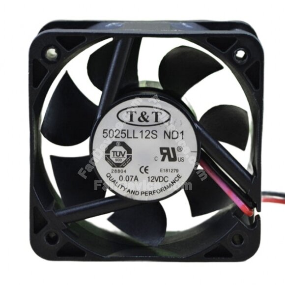 T&T 5025LL12S ND1 DC 12V 0.07A 2 Wires Axial Cooling Fan