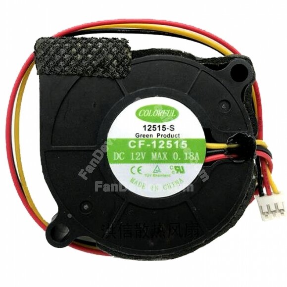 COLORFUL CF-12515 DC 12V 0.18A 2 Wires / 3 Wires Blower Cooling Fan