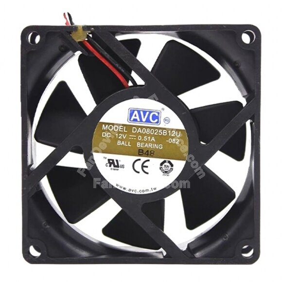AVC DA08025B12U DC 12V 0.51A 8025 Axial Ball Bearing Cooling Fan