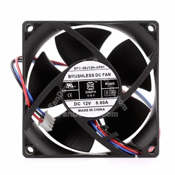 DWPH EFC-08J12H-AR01 DC 12V 0.60A 3 Wires Axial Cooling Fan