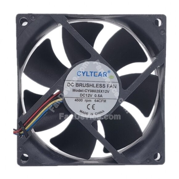 CYLTEAR CY08025X12V DC 12V 0.5A 8025 64CFM Axial Brushless Cooling Fan