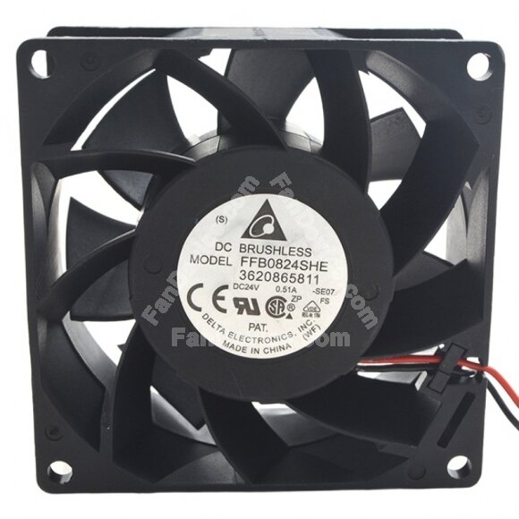Delta FBB0824SHE DC 24V 0.51A 8038 Axial Brushless Cooling Fan