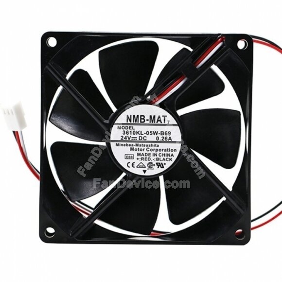 NMB 3610KL-05W-B69 DC 24V 0.26A 3 Wires Axial Cooling Fan