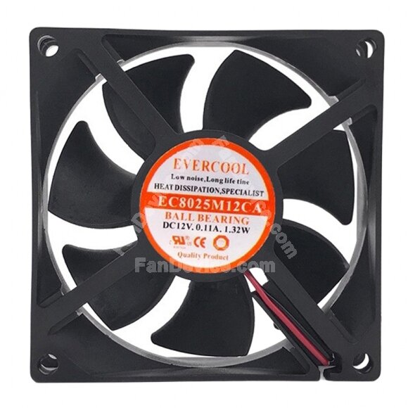 EVERCOOL EC8025M12CA DC 12V 0.11A 1.32W 8025 Axial Ball Bearing Cooling Fan