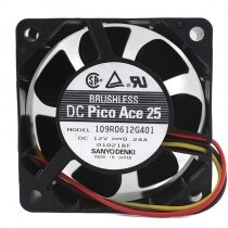 Sanyo Denki 109R0612G401 DC 12V 0.24A 6025 Axial Cooling Fan