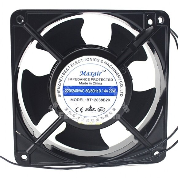 Maxair BT12038B2X AC 220/240V 0.14A 22W 12038 Axial Cooling Fan