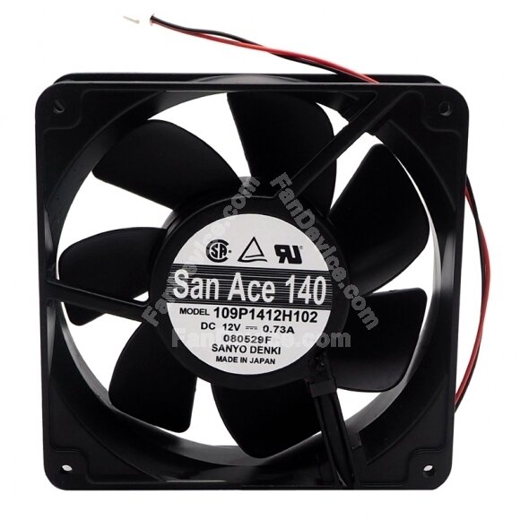 Sanyo Denki 109P1412H102 DC 12V 0.73A 2 Wires / 3 Wires Axial Cooling Fan