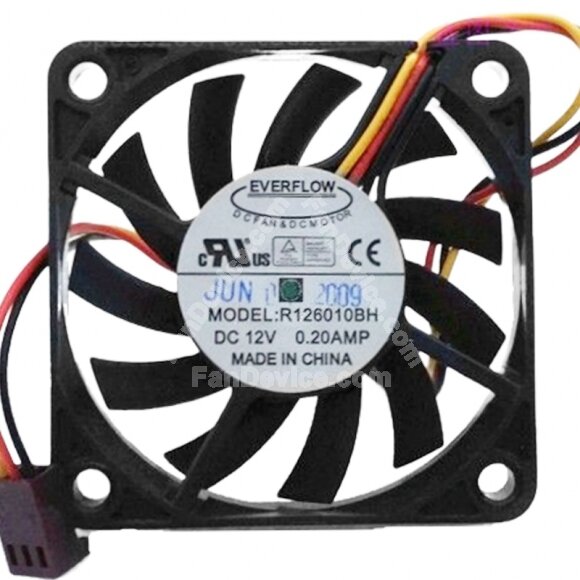 EVERFLOW R126010BH DC 12V 0.20AMP 6010 Axial Cooling Fan