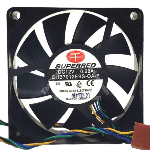 SuperRed CHB7012EBS-OA-P DC 12V 0.28A 4 Wires PWM Axial Cooling Fan
