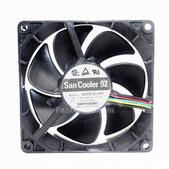 Sanyo Denki 9A0912L401 DC 12V 0.07A 3 Wires Axial Cooling Fan