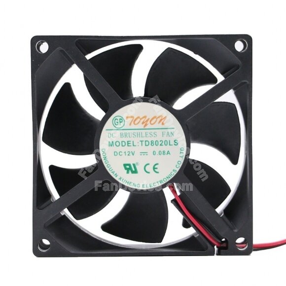 TONON TD8020LS DC 12V 0.08A 2 Wires Axial Cooling Fan