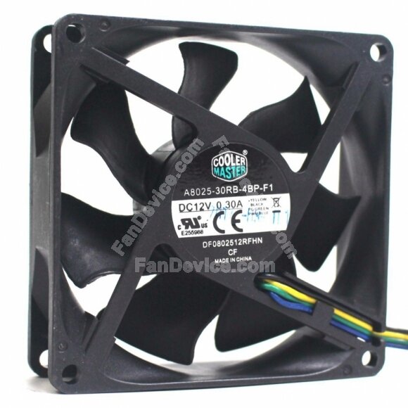 Cooler Master A8025-30RB-4BP-F1 DC 12V 0.30A 8025 PWM Axial Cooling Fan