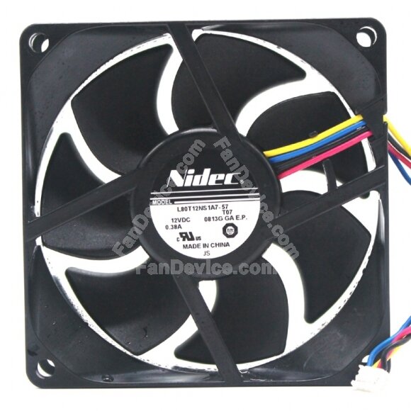Nidec L80T12NS1A7-57 DC 12V 0.38A 8025 Axial Cooling Fan