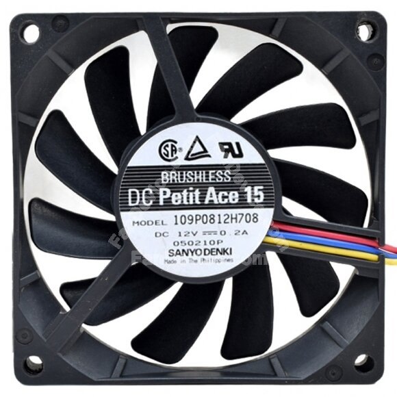 Sanyo Denki 109P0812H708 DC 12V 0.2A 2 / 3 Wires 8015 Axial Fan