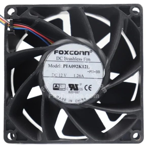 Foxconn PLA092K12L 12V 1.26A 4 Wires Axial Cooling Fan