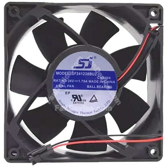 SJ SF241238BU2 24V 1.75A 2 Wires Ball Bearing Cooling Fan