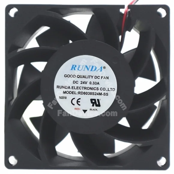 RUNDA RD8038S24M-SS 24V 0.33A 2 Wires Axial Cooling Fan