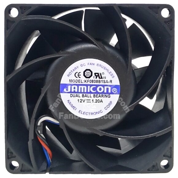 JAMICON KF0838B1SA-R 12V 1.20A 3 Wires Axial Cooling Fan
