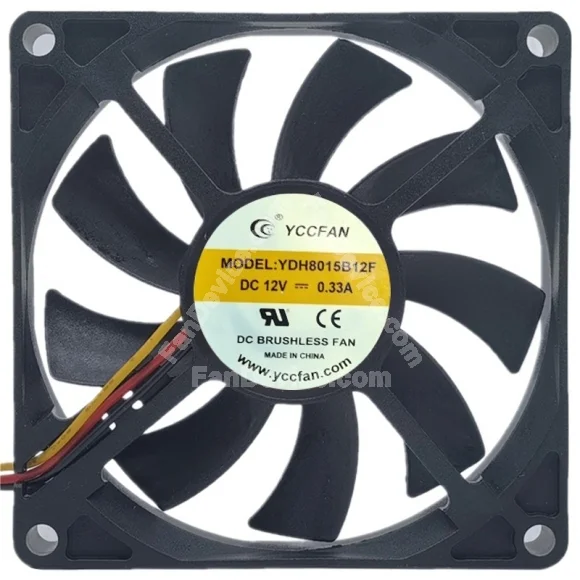 YCCFAN YDH8015B12F 12V 0.33A 2 / 3 Wires Cooling Fan
