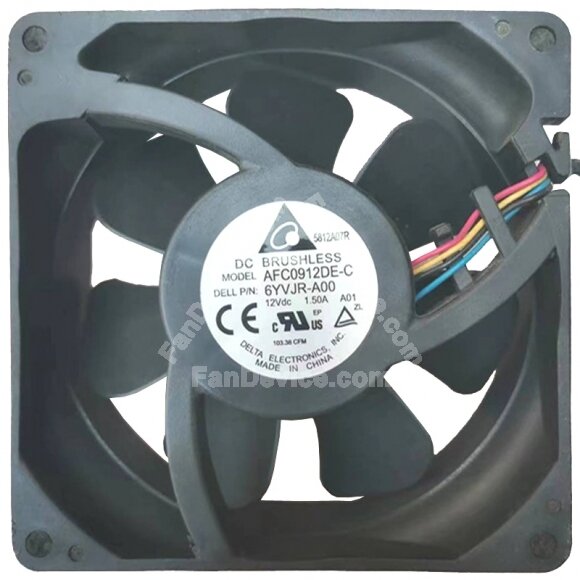 Delta AFC0912DE-C 12V 1.50A 4 Wires Axial Cooling Fan