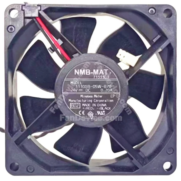 NMB-MAT 3110SB-05W-B70 24V 0.20A 2 Wires Axial Cooling Fan