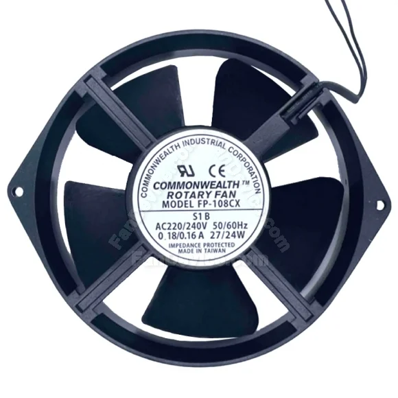 COMMONWEALTH FP-108CX S1 B 220/240V 0.18/0.16A 27/24W Impedance Protected Cooling Fan
