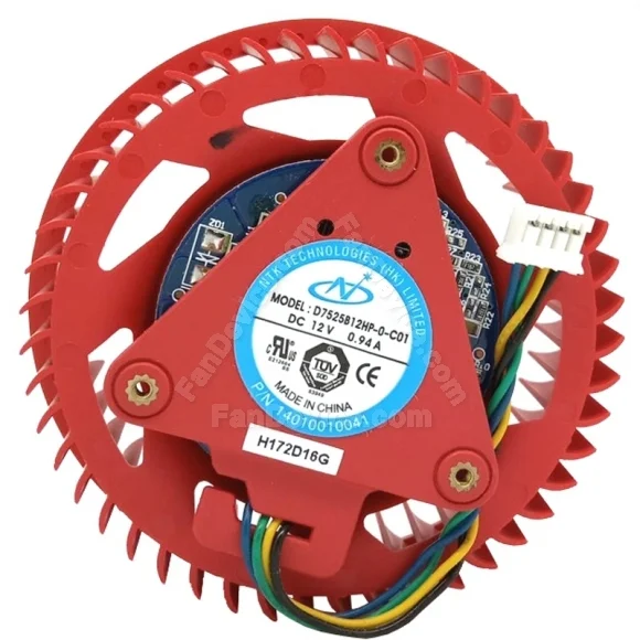 NTK D7525B12HP-0-C01 DC 12V 0.94A 4 Wires Axial Cooling Fan