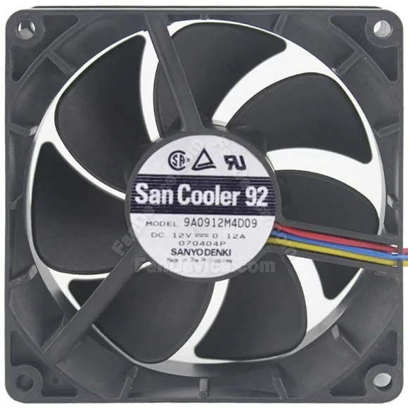 Sanyo 9A0912M4D09 DC 12V 0.12A 3 Wires Axial Cooling Fan