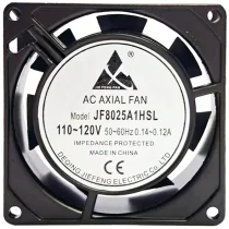 JIE FENG FAN JF8025A1HSL 110~120V 0.14~0.12A Impedance Protected Cooling Fan