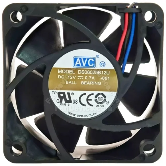 AVC DB06025B12U 12V 0.7A 3 Wires Ball Bearing Axial Cooling Fan