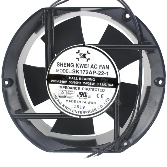 SHENG KWEI SK172AP-22-1 200V-240V 0.12/0.16A 24/28W Impedance Protected Cooling Fan