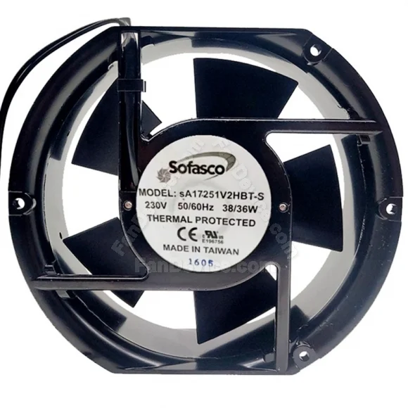 Sofasco SA17251V2HBT-S 230V 38/36W 2 Wires Thermal Protected Cooling Fan