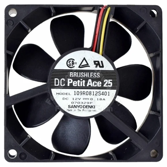 Sanyo 109R0812S401 DC 12V 0.18A 3 Wires Axial Cooling Fan