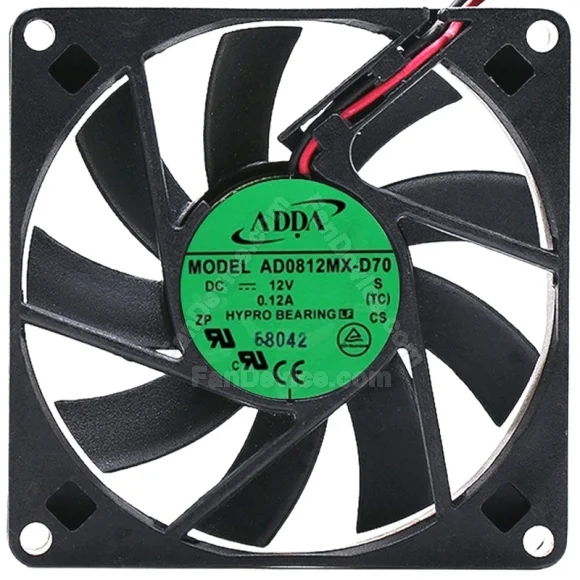 ADDA AD0812MX-D70 12V 0.12A 2 Wires HYPRO Bearing Cooling Fan