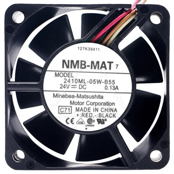NMB-MAT 2410ML-05W-B55 DC 24V 0.13A 4 Wires Axial Cooling Fan