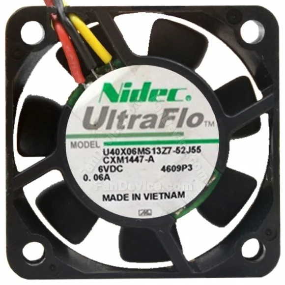 Nidec U40X06MS13Z7-52J55 DC 6V 0.06A 3 Wires Axial Cooling Fan