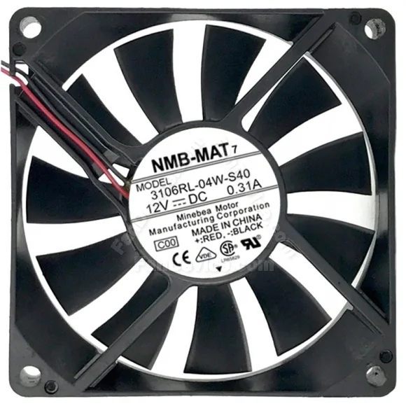 NMB-MAT 3106RL-04W-S40 DC 12V 0.31A 2 Wires Axial Cooling Fan