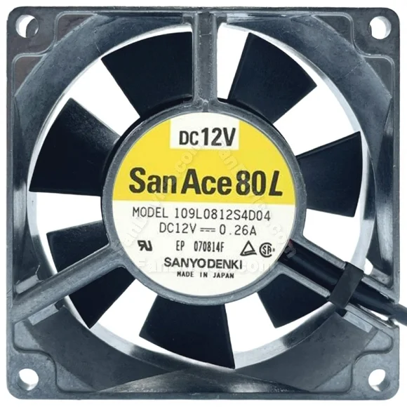 Sanyo 109L0812S4D04 DC 12V 0.26A 3 Wires Axial Cooling Fan