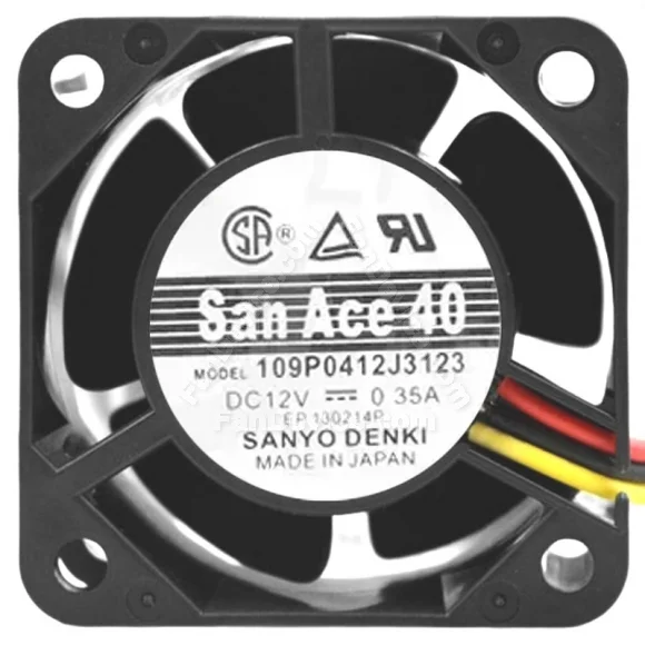 Sanyo 109P0412J3123 DC 12V 0.35A 3 Wires Axial Cooling Fan