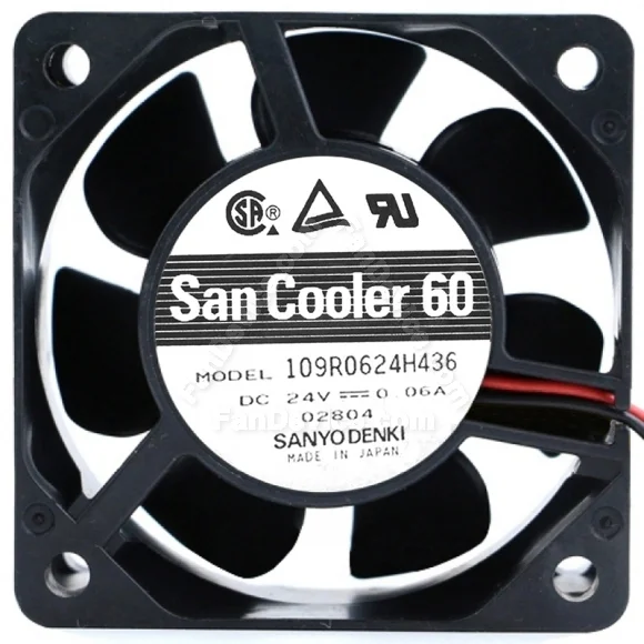 Sanyo 109R0624H436 DC 24V 0.06A 2 Wires Axial Cooling Fan
