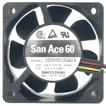 Sanyo 109R0612G424 DC 12V 0.24A 3 Wires Axial Cooling Fan