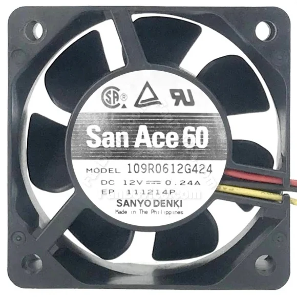 Sanyo 109R0612G424 DC 12V 0.24A 3 Wires Axial Cooling Fan