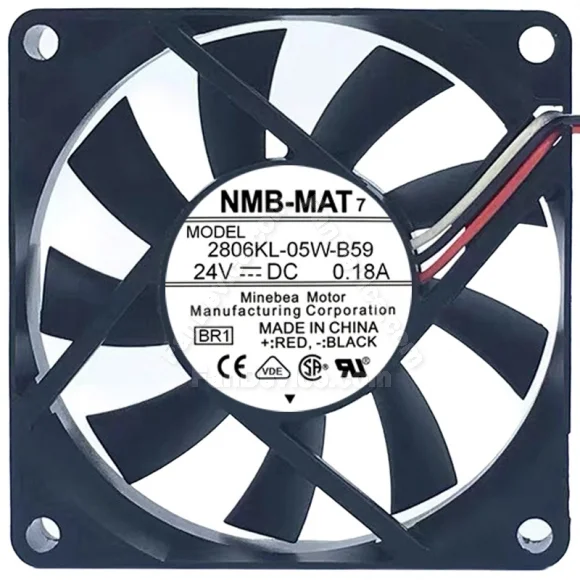 NMB-MAT 2806KL-05W-B59 DC 24V 0.18A 3 Wires Axial Cooling Fan