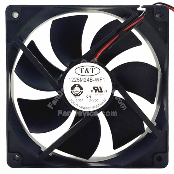 T&T 1225M24B-WF1 DC 24V 0.30A 2 Wires Axial Cooling Fan