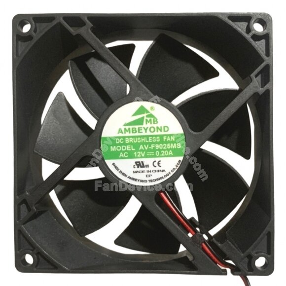 AMBEYOND AV-F9025MS DC 12V 0.20A 2 Wires Brushless Axial Cooling Fan