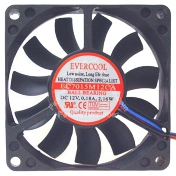 EVERCOOL EC7015M12CA DC 12V 0.18A 2.16W Ball Bearing Axial Cooling Fan