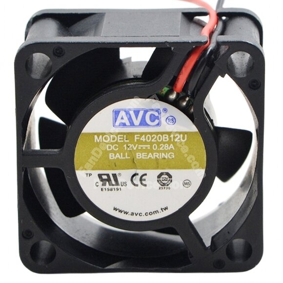 AVC F4020B12U DC 12V 0.28A 2 Wires Ball Bearing Axial Cooling Fan