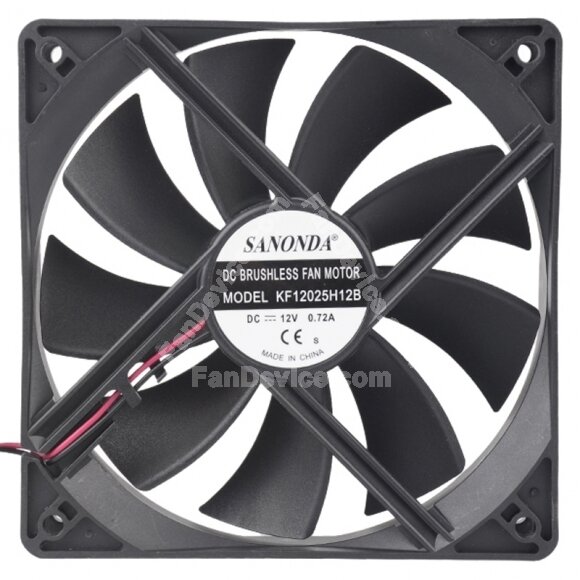 SANONDA KF12025H12B DC 12V 0.72A 2 Wires Brushless Axial Cooling Fan