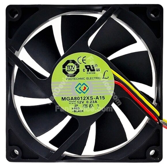 Protechnic MGA8012XS-A15 DC 12V 0.23A 2 Wires / 3 Wires Axial Cooling Fan
